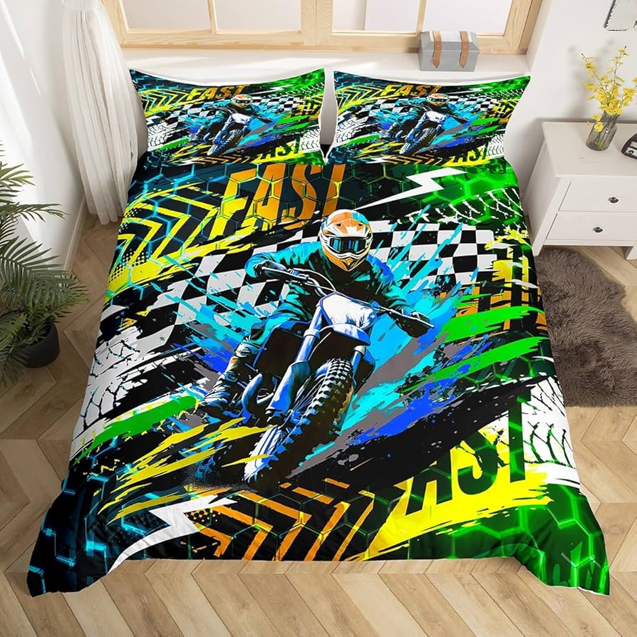 KTM kidsシーツセット Amazon.com: Dirt Bike Bedding Set Twin Size Kids Motocross